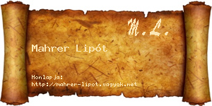 Mahrer Lipót névjegykártya